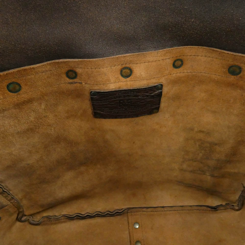 RRL ダブルアールエル Tumbled Leather Messenger Bag イタリア製 ヴィンテージ加工 オールレザー メッセンジャー バッグ ダークブラウン系【中古】