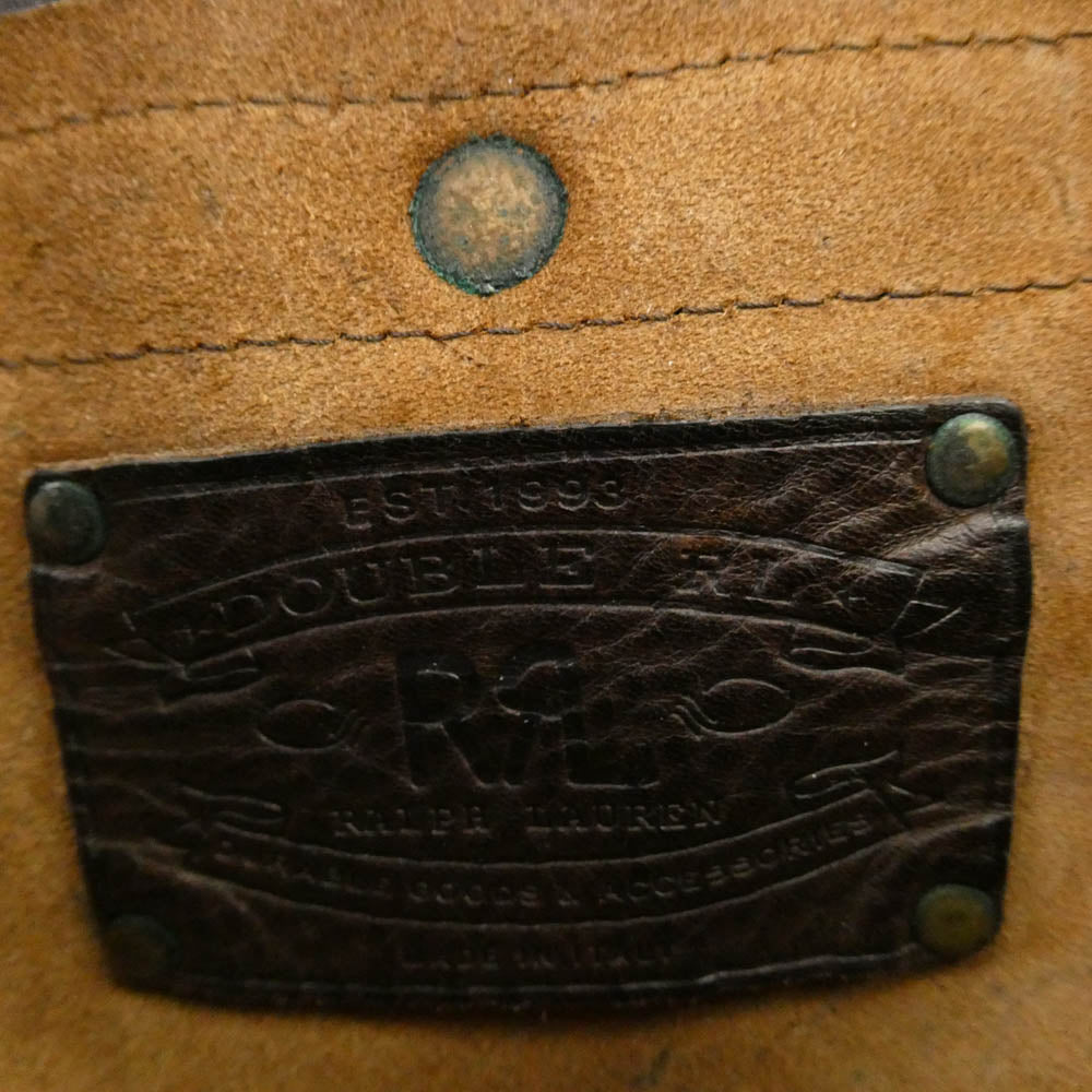 RRL ダブルアールエル Tumbled Leather Messenger Bag イタリア製 ヴィンテージ加工 オールレザー メッセンジャー バッグ ダークブラウン系【中古】