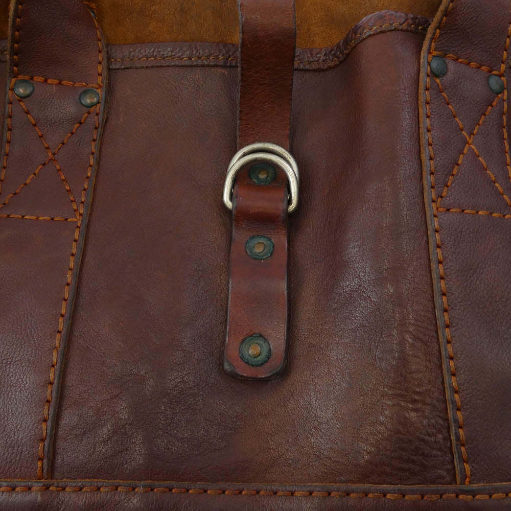 RRL ダブルアールエル イタリア製 ヴィンテージ加工 オールレザー トート バッグ ブラウン系【中古】