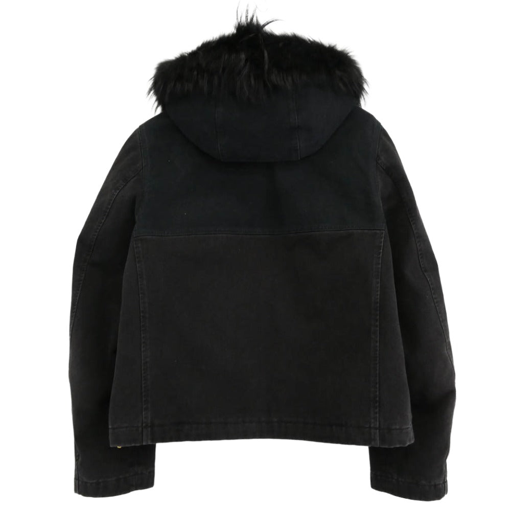 LOUIS VUITTON ルイ・ヴィトン 24SS HQA05W ファー フーデッド 中綿 ジップアップ モノグラムポケット ジャケット ブルゾン ブラック系 52【中古】