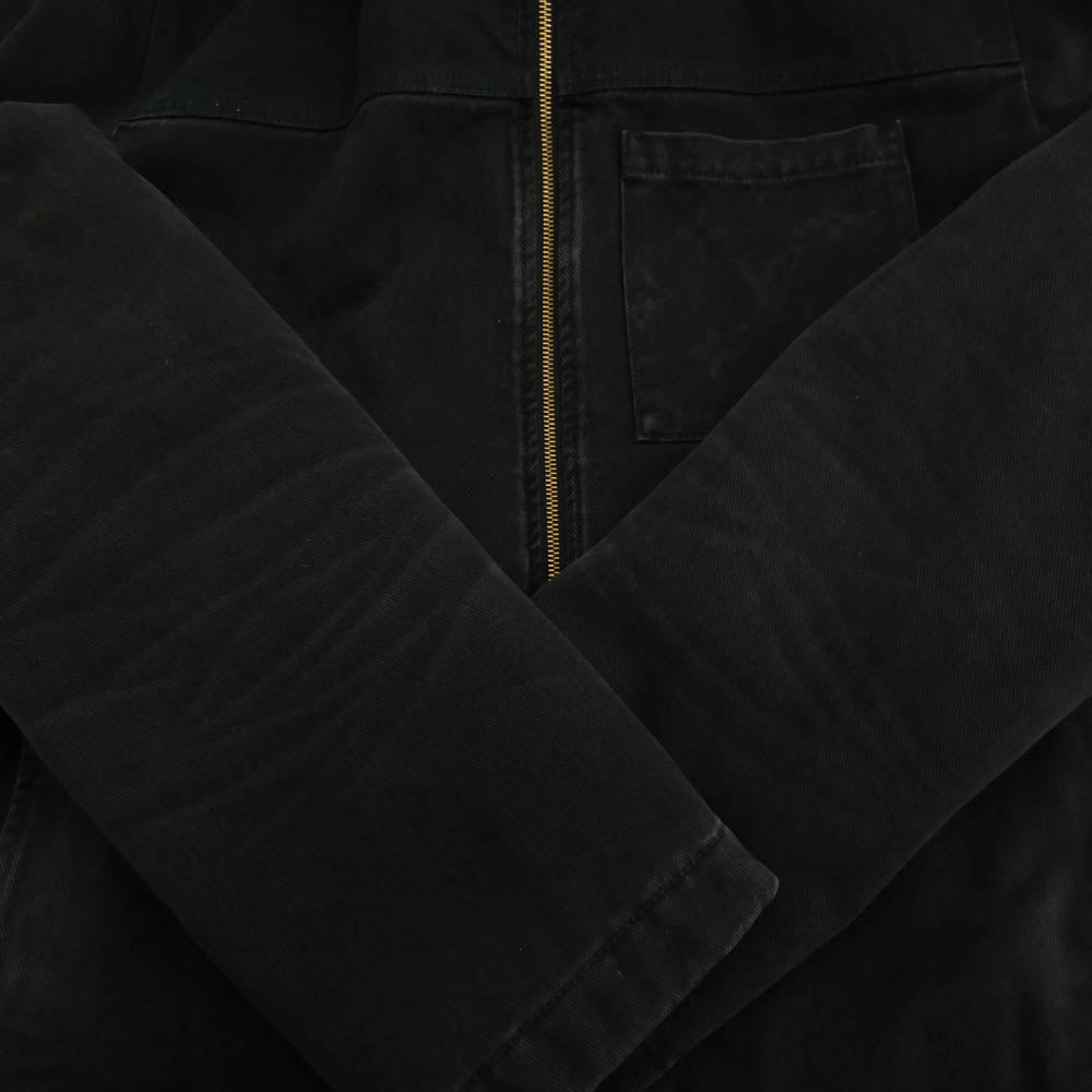 LOUIS VUITTON ルイ・ヴィトン 24SS HQA05W ファー フーデッド 中綿 ジップアップ モノグラムポケット ジャケット ブルゾン ブラック系 52【中古】
