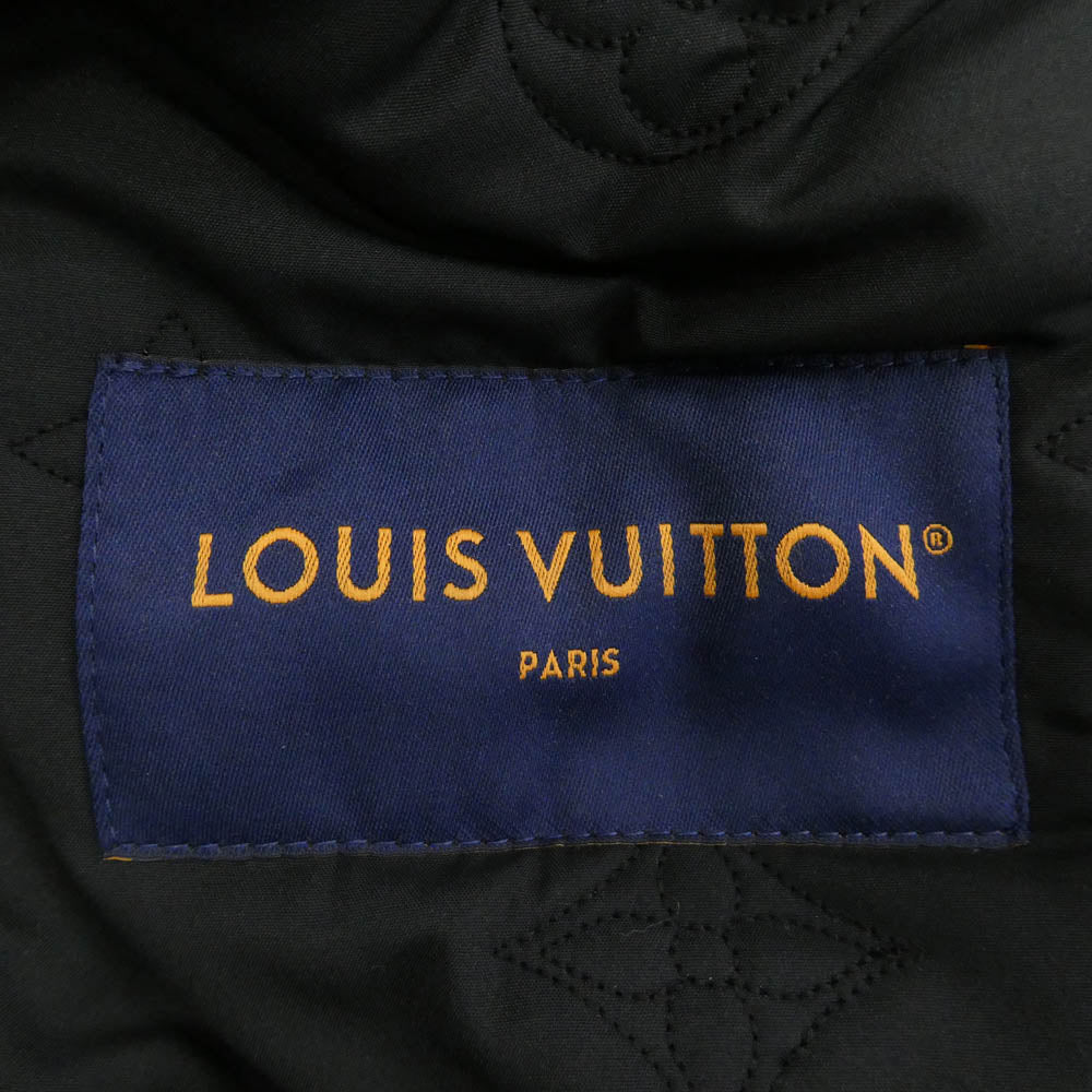 LOUIS VUITTON ルイ・ヴィトン 24SS HQA05W ファー フーデッド 中綿 ジップアップ モノグラムポケット ジャケット ブルゾン ブラック系 52【中古】