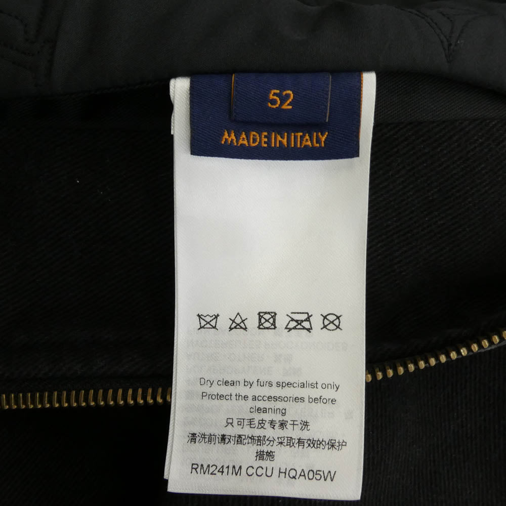 LOUIS VUITTON ルイ・ヴィトン 24SS HQA05W ファー フーデッド 中綿 ジップアップ モノグラムポケット ジャケット ブルゾン ブラック系 52【中古】