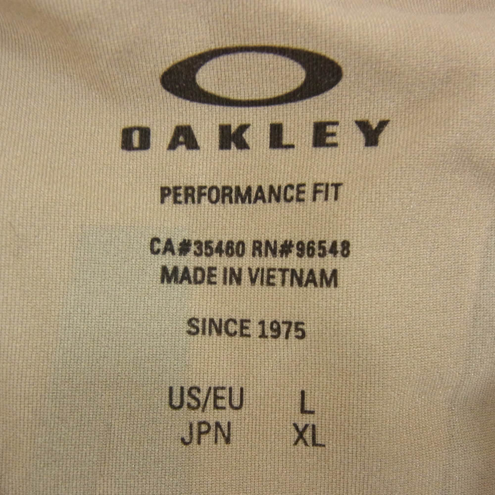 OAKLEY オークリー EN AMPHIBIAN SS T BACK FROG 1.0 ナイロン ポリウレタン ロゴ クルーネック Tシャツ カーキ系 XL【中古】