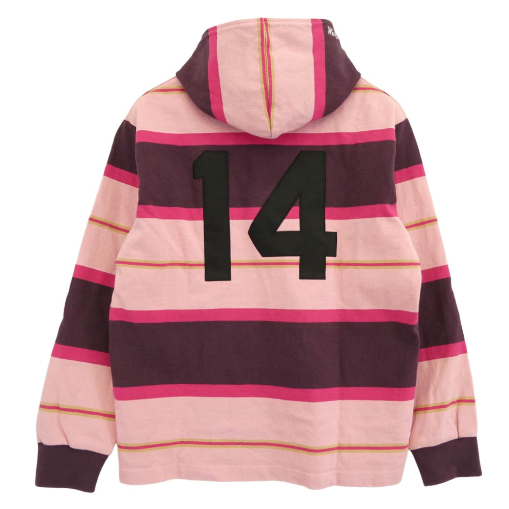 Supreme シュプリーム 24AW Hooded Rugby フード付き ラガー シャツ ピンク系 M【中古】