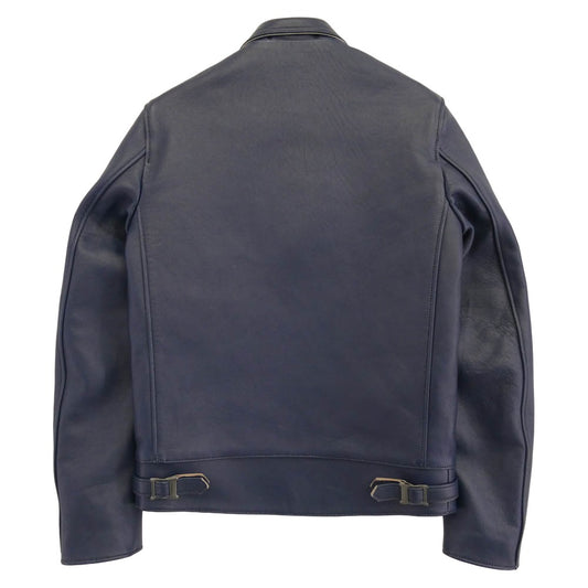 ADDICT CLOTHES アディクトクローズ AD-01 CENTER-ZIP JACKET SHEEP シープスキン シングル ライダース ジャケット ブルー系 36【新古品】【未使用】【中古】