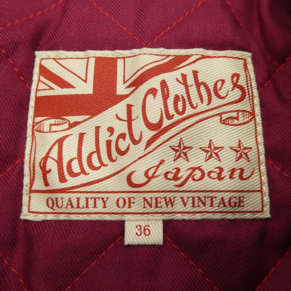 ADDICT CLOTHES アディクトクローズ AD-01 CENTER-ZIP JACKET SHEEP シープスキン シングル ライダース ジャケット ブルー系 36【新古品】【未使用】【中古】