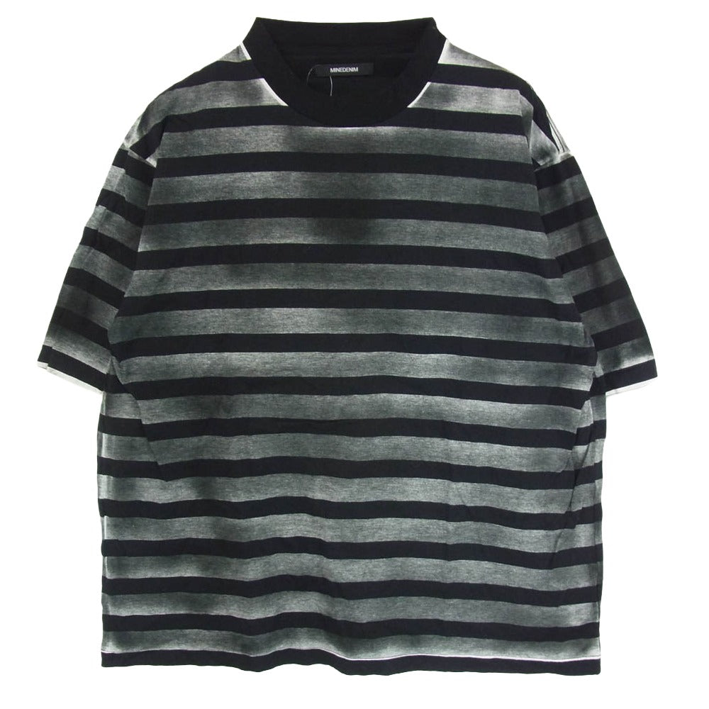 MINEDENIM マインデニム 25SS 2503-4001-98-L2 Seepage Border Crewneck 半袖 Tシャツ ブラック系 L【中古】