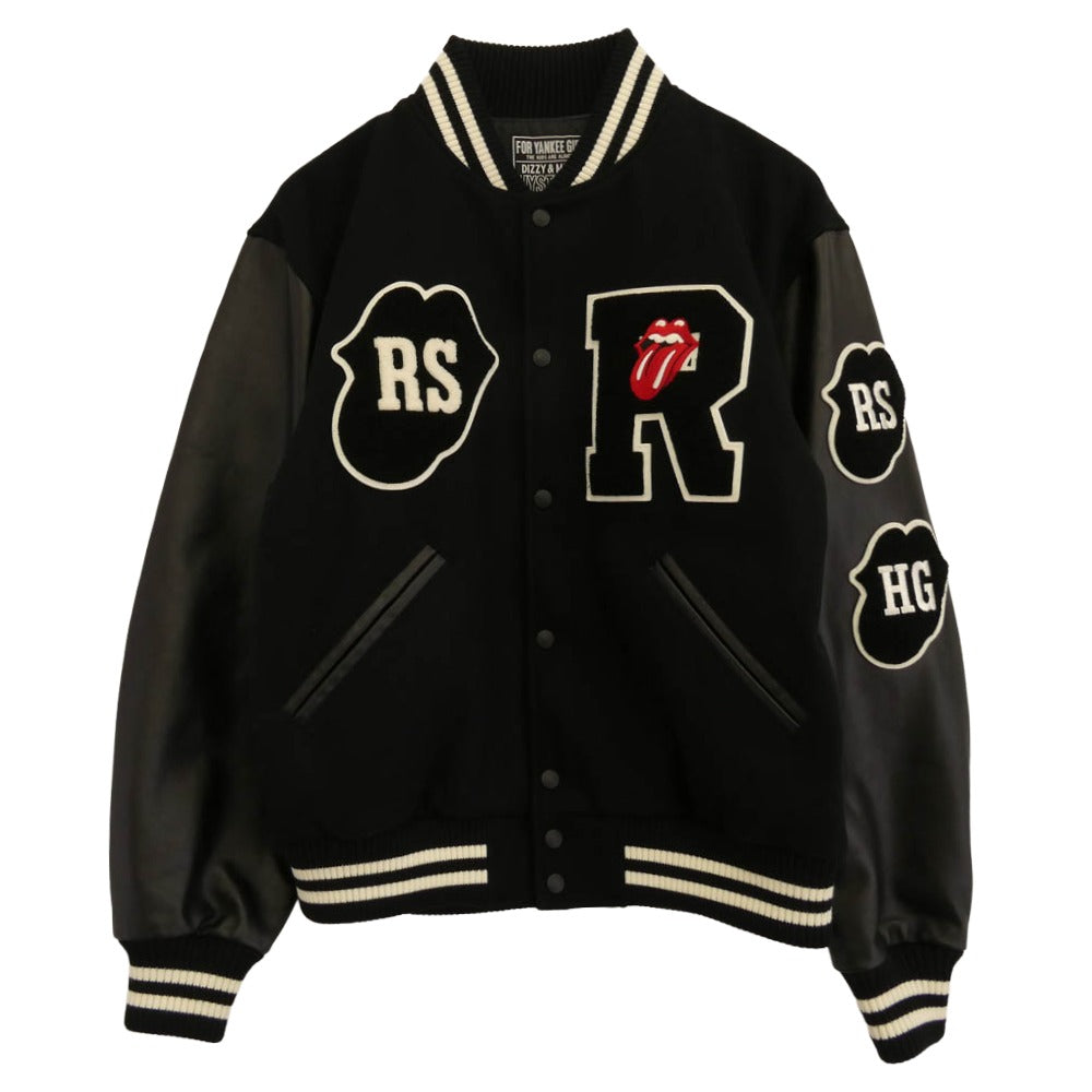 HYSTERIC GLAMOUR ヒステリックグラマー 24AW 02243AB19 THE ROLLING STONES HYS LOVES 1975 US TOUR 刺繍 スタジャン ブラック系 XL【美品】【中古】