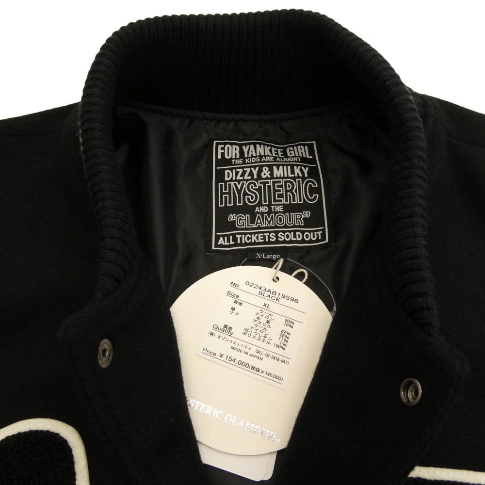 HYSTERIC GLAMOUR ヒステリックグラマー 24AW 02243AB19 THE ROLLING STONES HYS LOVES 1975 US TOUR 刺繍 スタジャン ブラック系 XL【美品】【中古】