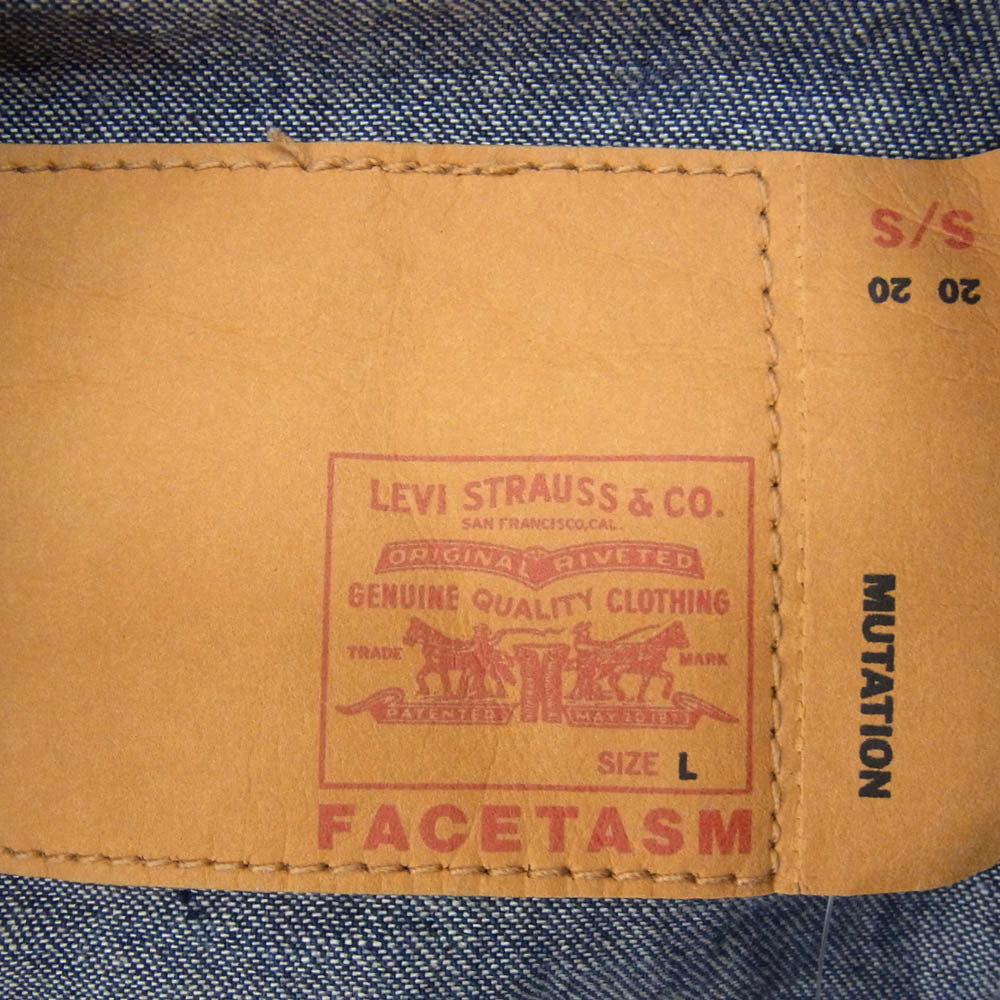 FACETASM ファセッタズム YA-SH-U07 × Levi’s リーバイス RIB SAWTOOTH WEATERN SHIRT ウエスタン デニム シャツ インディゴブルー系 L【中古】