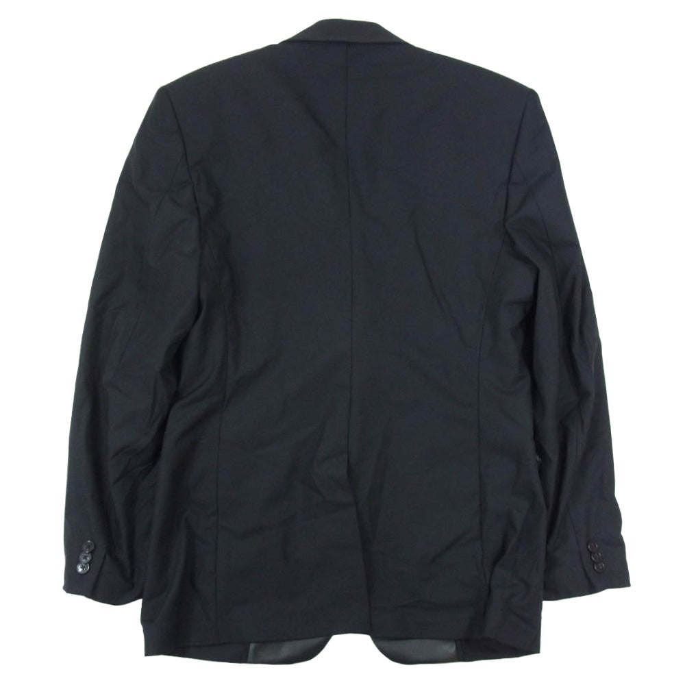 VERSACE ヴェルサーチ フェイクレザー切替 テーラード ジャケット ブラック系 50【中古】 VERSACE ヴェルサーチ フェイクレザー切替 テーラード ジャケット