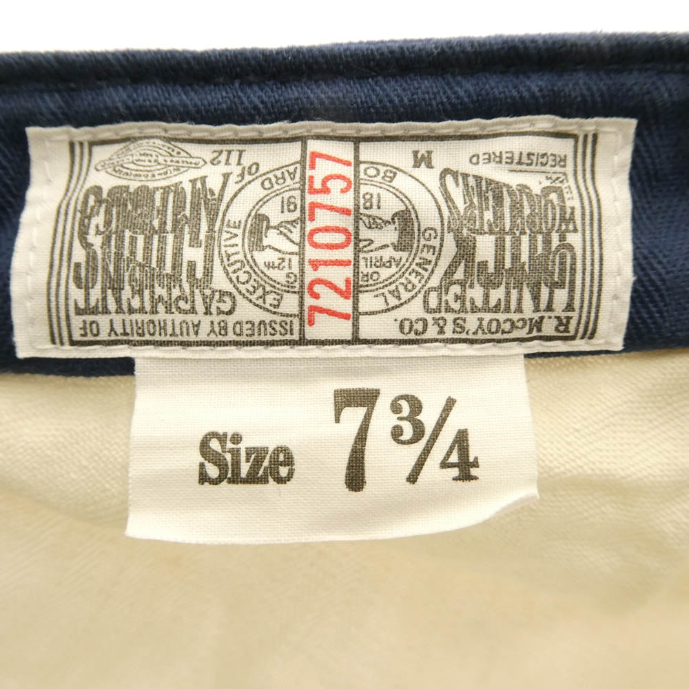 The REAL McCOY'S ザリアルマッコイズ 8HU WORK CAP ワーク キャップ 帽子 ホワイト系 ネイビー系 7 3/4【中古】
