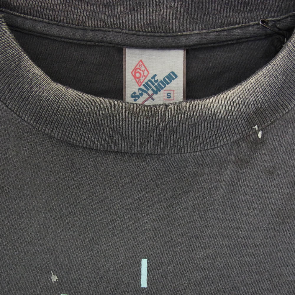 SAINT MICHAEL セントマイケル 25SS SM-HR3-0000-C69 × NEIGHBORHOOD ネイバーフッド NH SS TEE STHD.HOOD ヴィンテージ加工 半袖 Tシャツ カットソー グレー系 S【中古】