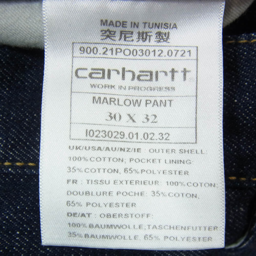 Carhartt カーハート MARLOW PANT マーロー デニム パンツ インディゴブルー系 30【中古】