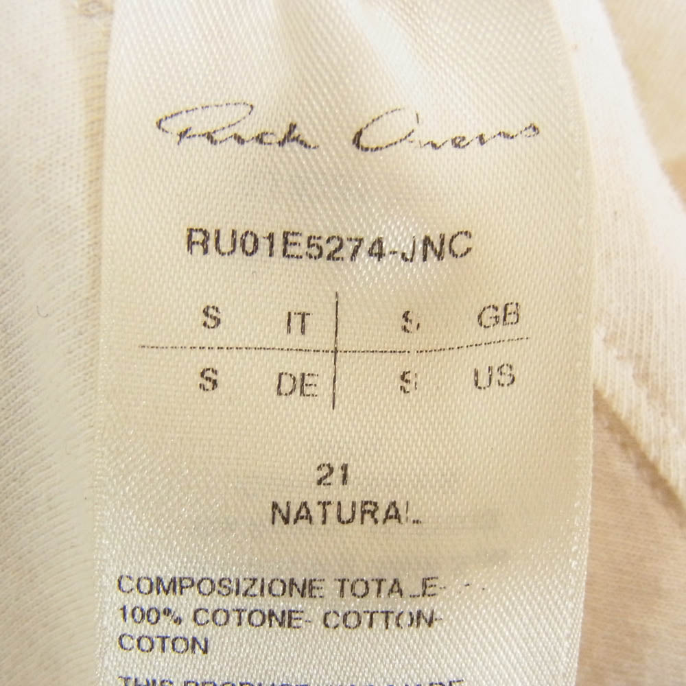 Rick Owens リックオウエンス 25SS RU01E5274-JNC Jumbo SS T-Shirt ハリウッド ジャンボ 半袖 オーバーサイズ Tシャツ オフホワイト系 S【中古】