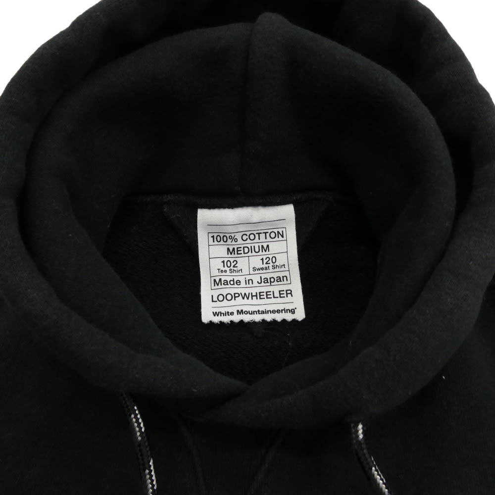 WHITE MOUNTAINEERING ホワイトマウンテニアリング ×Loop WHEELER ループ ウィラー logo printed HOODIE ロゴプリント フーディ パーカー ブラック系 M【中古】