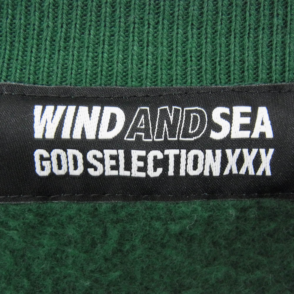 WIND AND SEA ウィンダンシー ×GOD SELECTION XXX ゴッド セレクション ロゴプリント クルーネック スウェット グリーン系 S【中古】