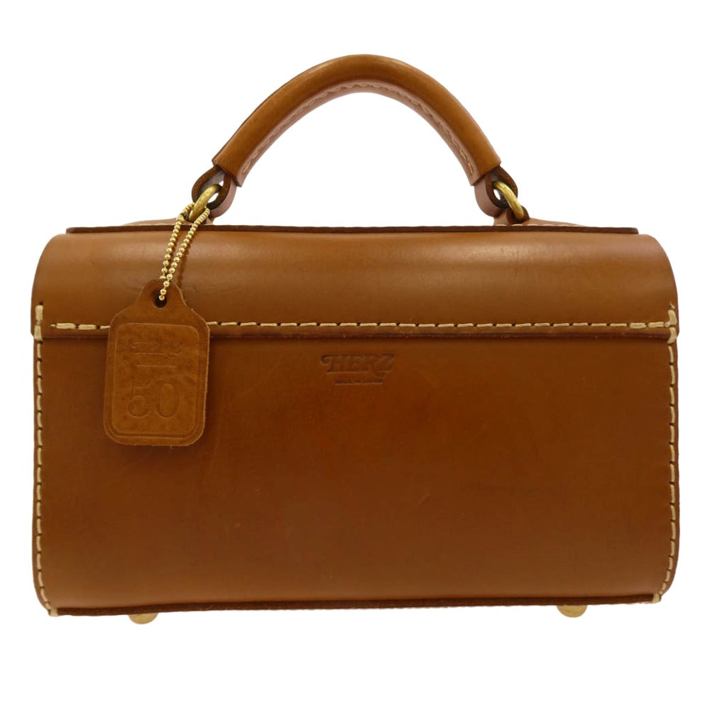 HERZ ヘルツ CT-2303 50周年記念 フィットバッグ 箱型 2WAY ハンドバッグ ショルダーバッグ ブラウン系【中古】