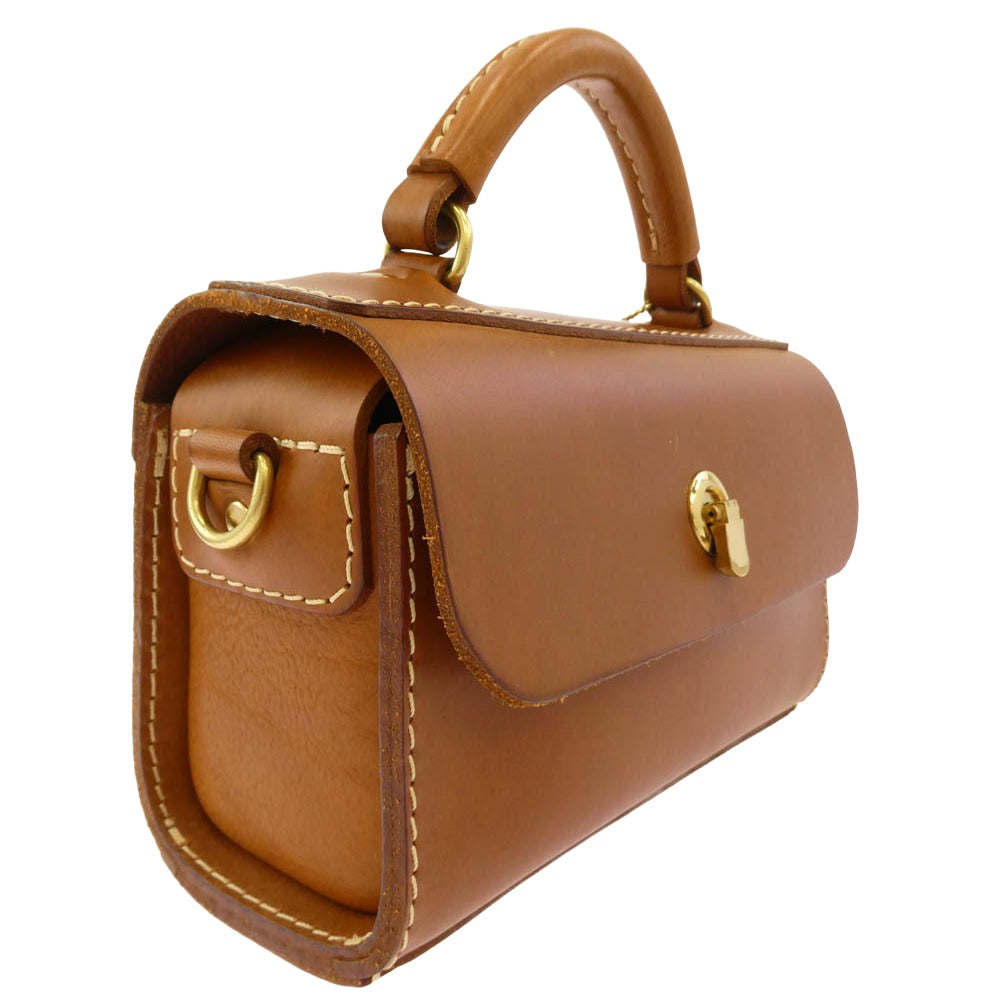 HERZ ヘルツ CT-2303 50周年記念 フィットバッグ 箱型 2WAY ハンドバッグ ショルダーバッグ ブラウン系【中古】