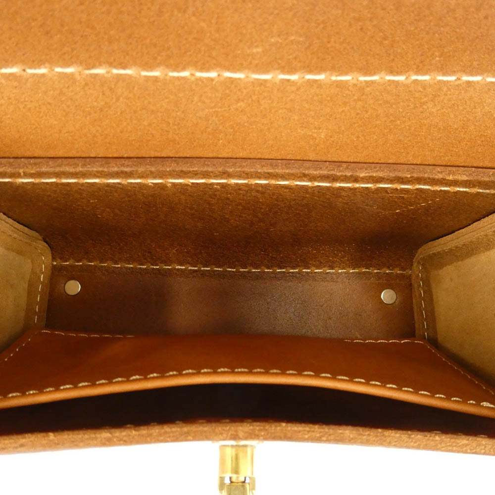 HERZ ヘルツ CT-2303 50周年記念 フィットバッグ 箱型 2WAY ハンドバッグ ショルダーバッグ ブラウン系【中古】