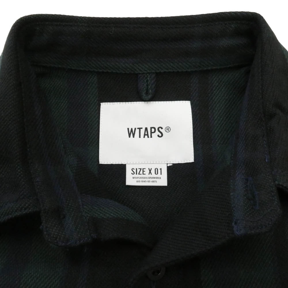 WTAPS ダブルタップス 212TQDT-SHM05 DECK LS COTTON FLANNEL TEXTILE デッキ フランネル 長袖 シャツ グリーン系 S 01【美品】【中古】