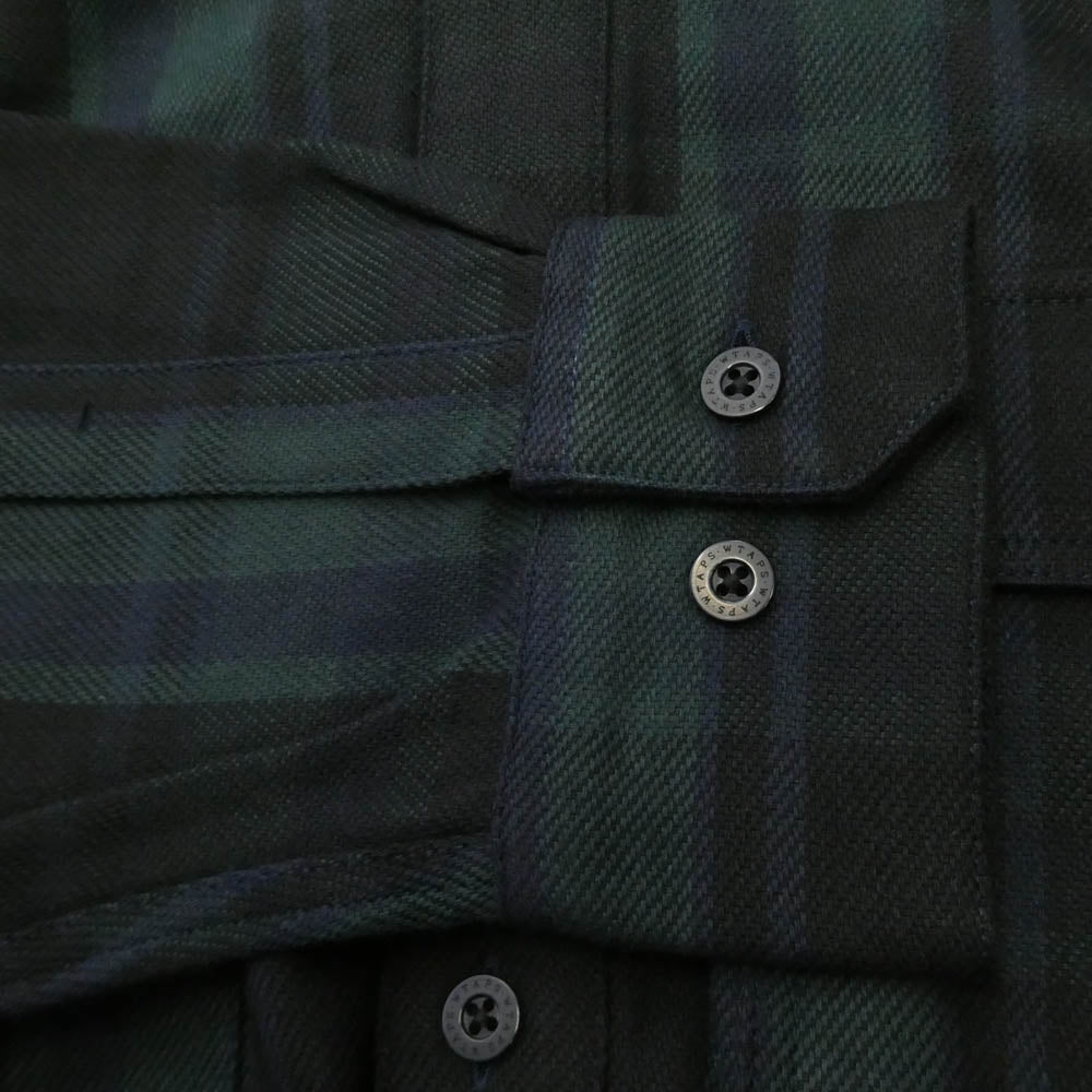 WTAPS ダブルタップス 212TQDT-SHM05 DECK LS COTTON FLANNEL TEXTILE デッキ フランネル 長袖 シャツ グリーン系 S 01【美品】【中古】