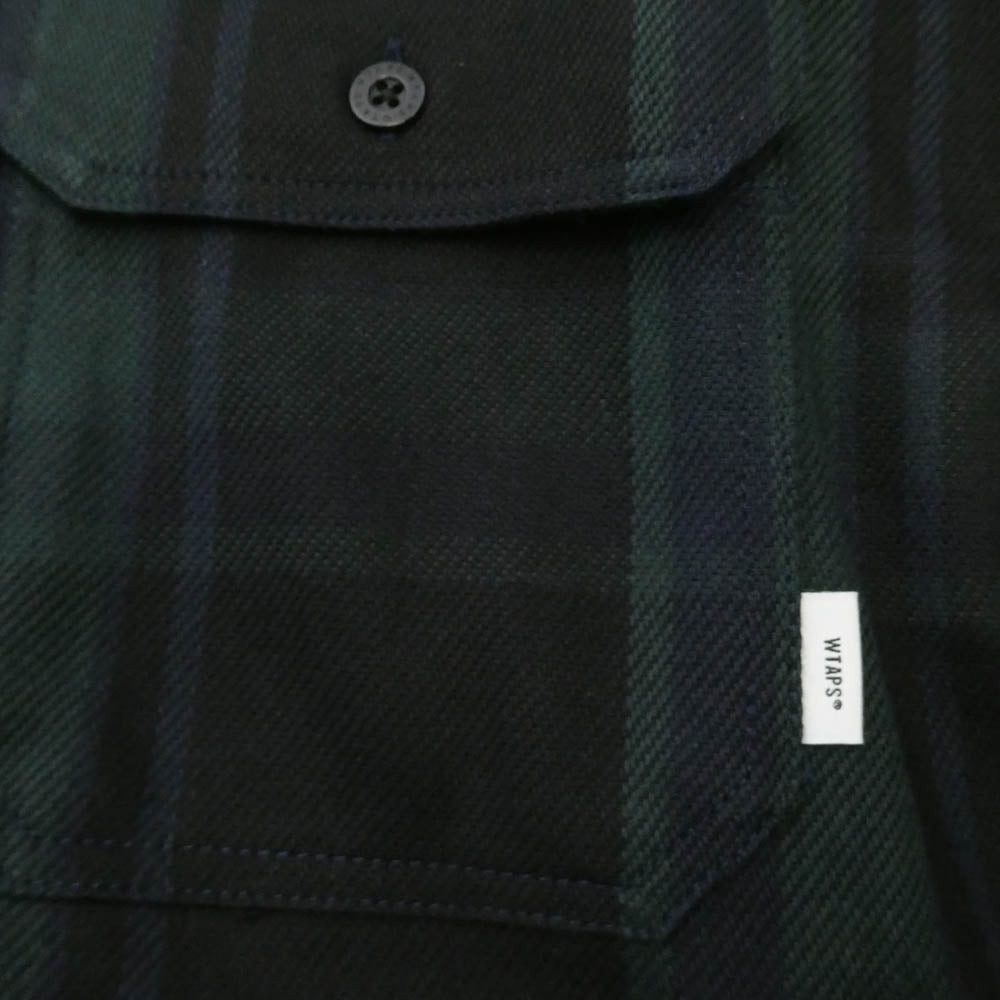 WTAPS ダブルタップス 212TQDT-SHM05 DECK LS COTTON FLANNEL TEXTILE デッキ フランネル 長袖 シャツ グリーン系 S 01【美品】【中古】