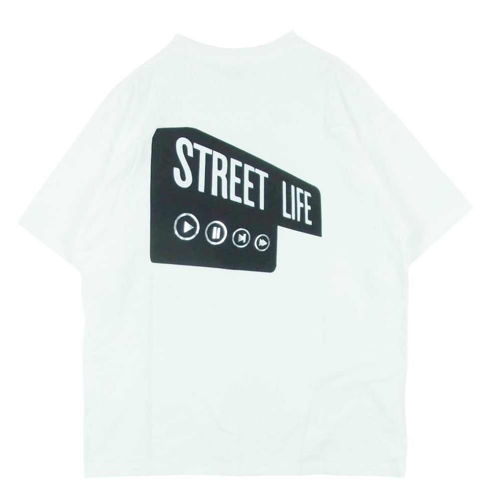 SEQUEL シークエル 22AW SQ-22AW-ST-07 STREET LIFE TEE ロゴ バックプリント ストリートライフ プリント 半袖 Tシャツ カットソー ホワイト系 L【中古】