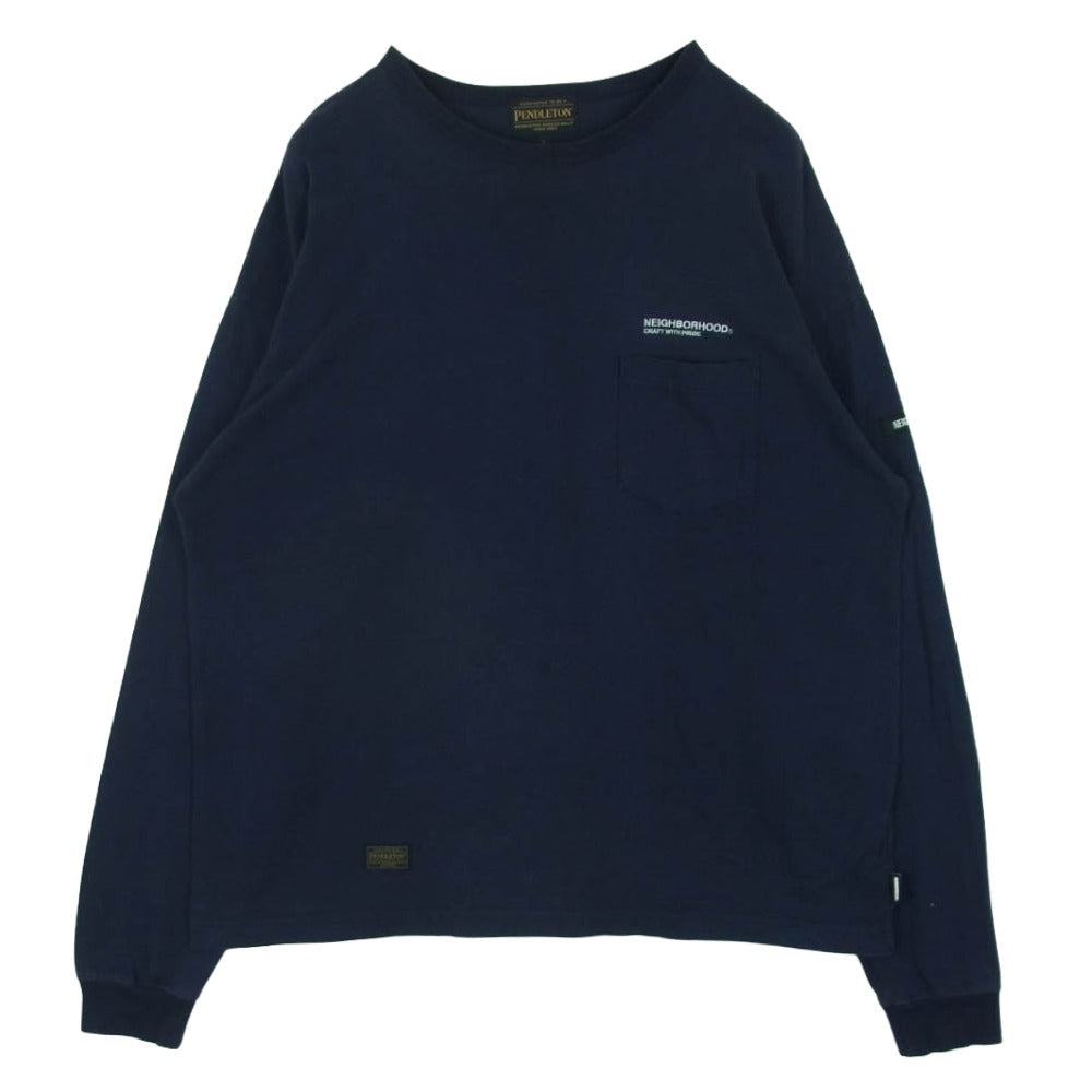 NEIGHBORHOOD ネイバーフッド 2221508N-CSM01S Pendleton LS Crewneck Pocket T-Shirt ペンドルトン クルーネック 長袖 Tシャツ ダークネイビー系 L【中古】