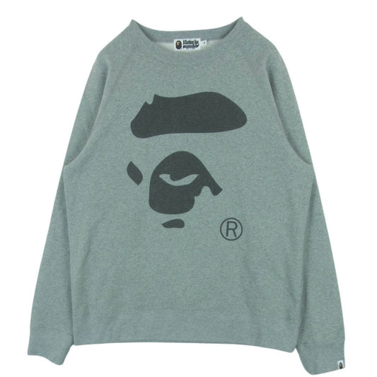 A BATHING APE アベイシングエイプ 25ss 001SWL301006M FACE CREWNECK SWEATSHIRT フェイス クルーネック スウェット グレー系 XL【中古】