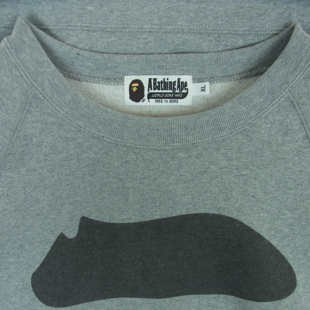 A BATHING APE アベイシングエイプ 25ss 001SWL301006M FACE CREWNECK SWEATSHIRT フェイス クルーネック スウェット グレー系 XL【中古】