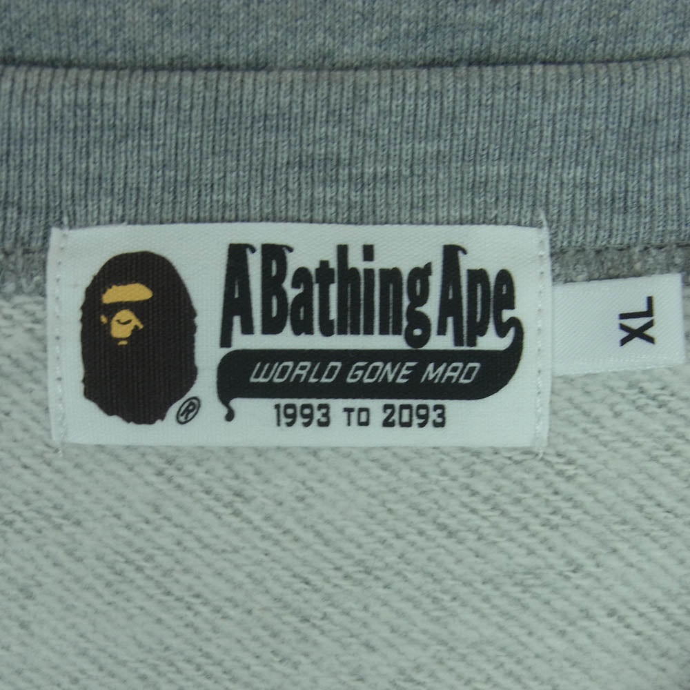 A BATHING APE アベイシングエイプ 25ss 001SWL301006M FACE CREWNECK SWEATSHIRT フェイス クルーネック スウェット グレー系 XL【中古】