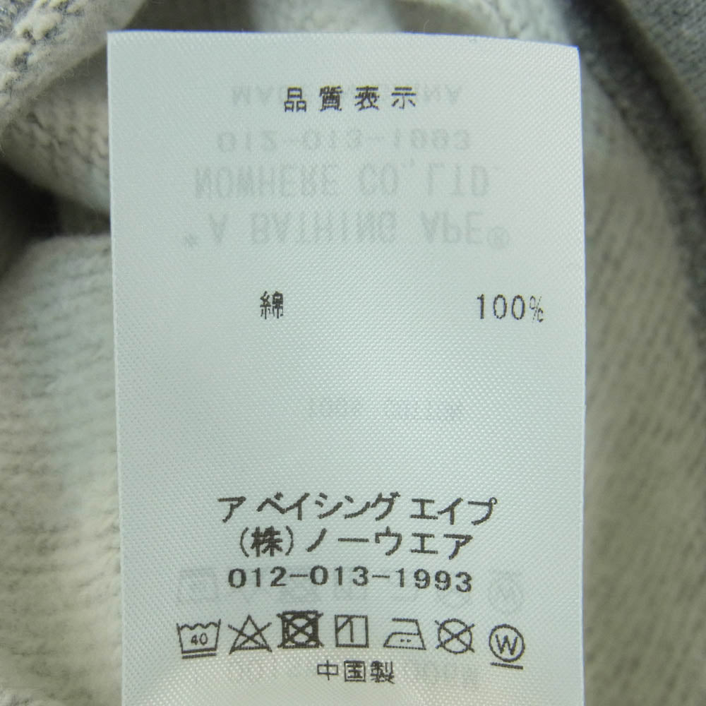 A BATHING APE アベイシングエイプ 25ss 001SWL301006M FACE CREWNECK SWEATSHIRT フェイス クルーネック スウェット グレー系 XL【中古】