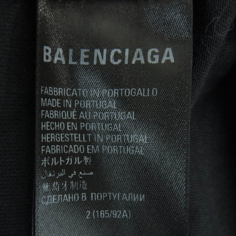 BALENCIAGA バレンシアガ Oversized T-shirt ロゴ プリント 半袖 Tシャツ ポルトガル製 ブラック系 2【中古】