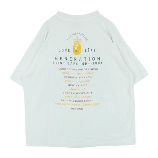 SAINT MICHAEL セントマイケル 25AW SM-HR1-0000-C36 A BATHING APE BAPE SS TEE GENERATION アベイシングエイプ プリント 半袖 Tシャツ オフホワイト系 XL【中古】