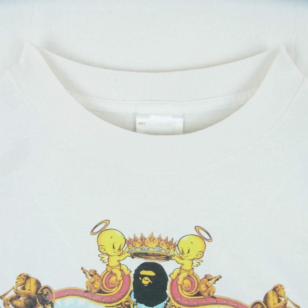 SAINT MICHAEL セントマイケル 25AW SM-HR1-0000-C36 A BATHING APE BAPE SS TEE GENERATION アベイシングエイプ プリント 半袖 Tシャツ オフホワイト系 XL【中古】