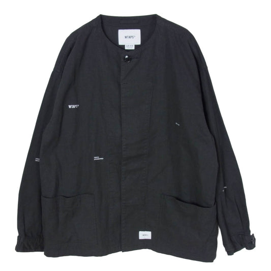 WTAPS ダブルタップス 18AW 182WVDT-SHM01 SKIT SHIRT ノーカラー 長袖 シャツ ブラック系 02【中古】