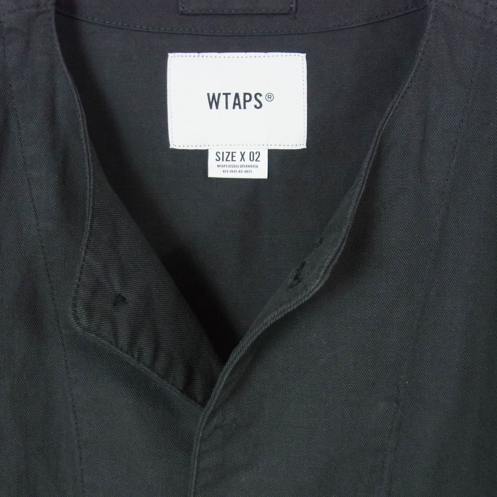 WTAPS ダブルタップス 18AW 182WVDT-SHM01 SKIT SHIRT ノーカラー 長袖 シャツ ブラック系 02【中古】
