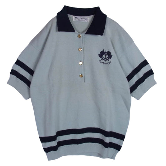 BURBERRY バーバリー Burberrys ヴィンテージ ニット ポロシャツ ライトグリーン系 38【中古】