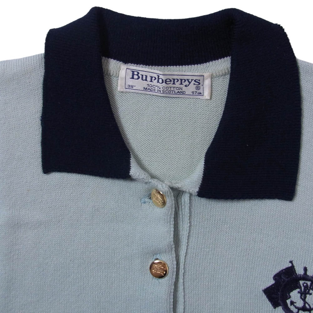 BURBERRY バーバリー Burberrys ヴィンテージ ニット ポロシャツ ライトグリーン系 38【中古】