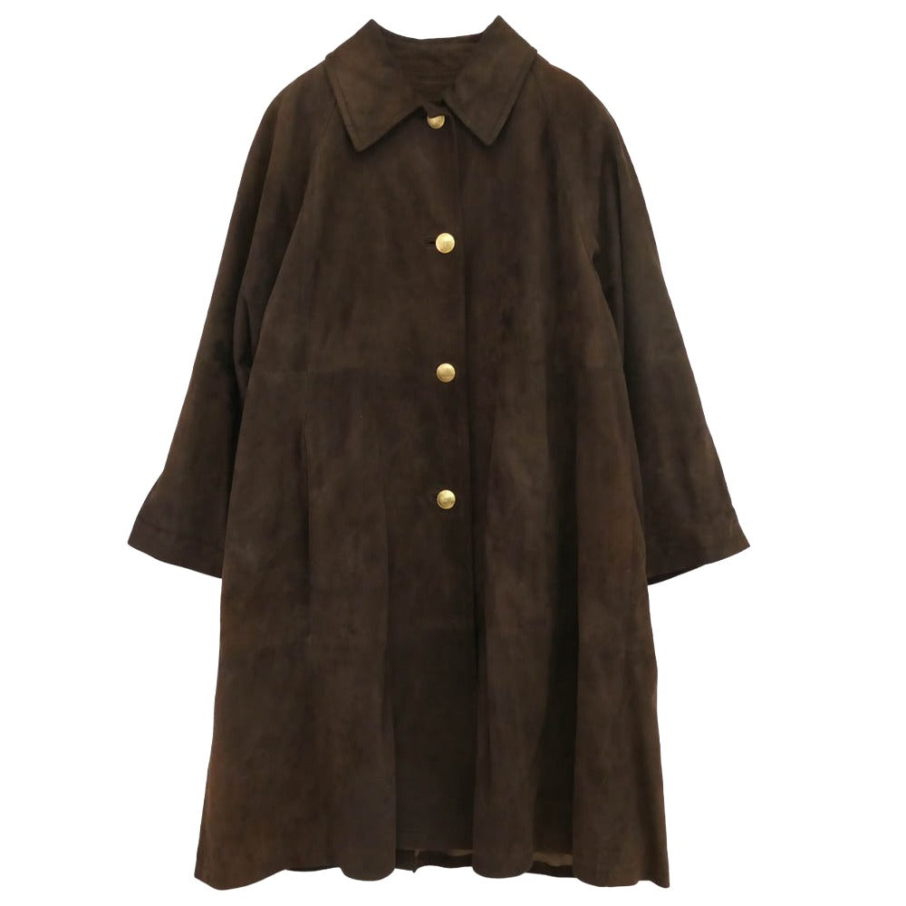 GUCCI グッチ 239-1110-7513 シープスキン スエード レザー ロングコート ジャケット ブラウン系 44【中古】