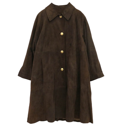 GUCCI グッチ 239-1110-7513 シープスキン スエード レザー ロングコート ジャケット ブラウン系 44【中古】