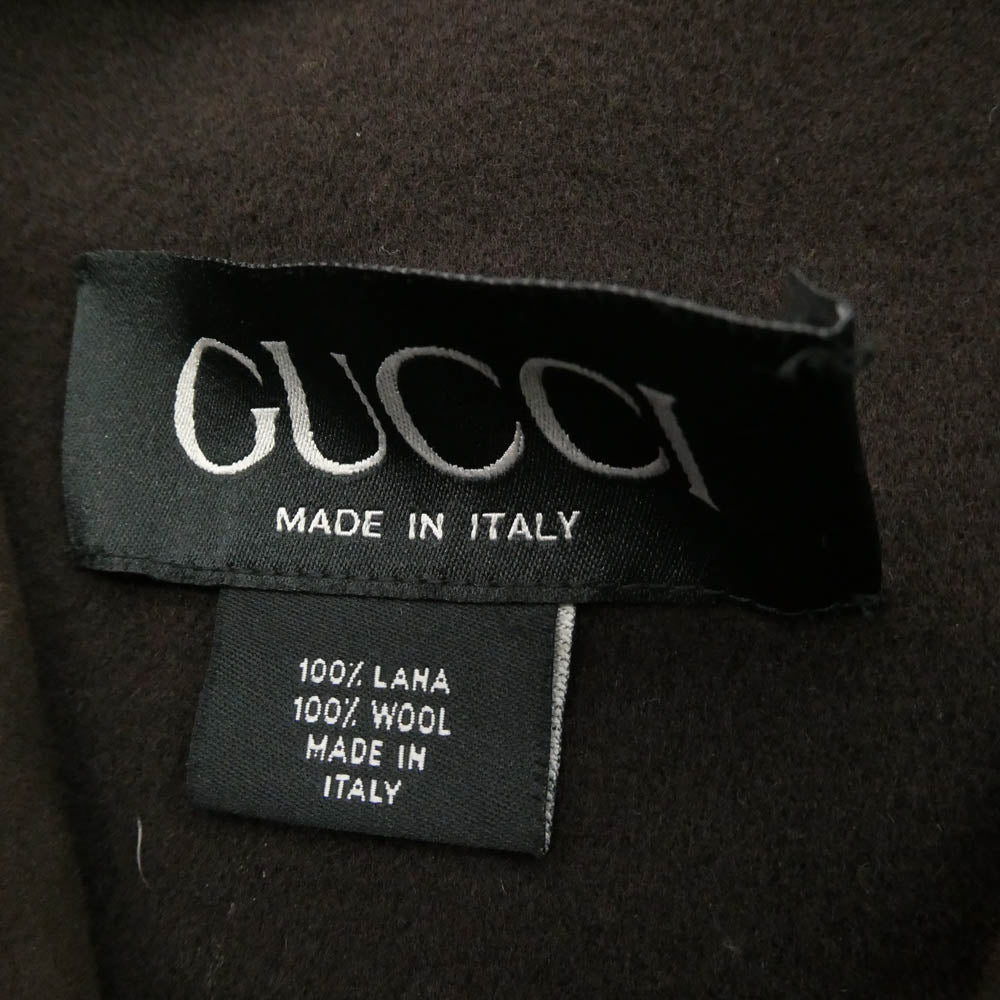 GUCCI グッチ 239-1110-7513 シープスキン スエード レザー ロングコート ジャケット ブラウン系 44【中古】