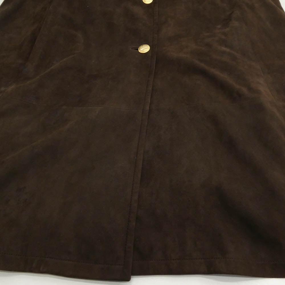 GUCCI グッチ 239-1110-7513 シープスキン スエード レザー ロングコート ジャケット ブラウン系 44【中古】
