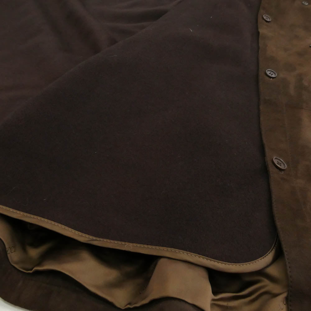 GUCCI グッチ 239-1110-7513 シープスキン スエード レザー ロングコート ジャケット ブラウン系 44【中古】