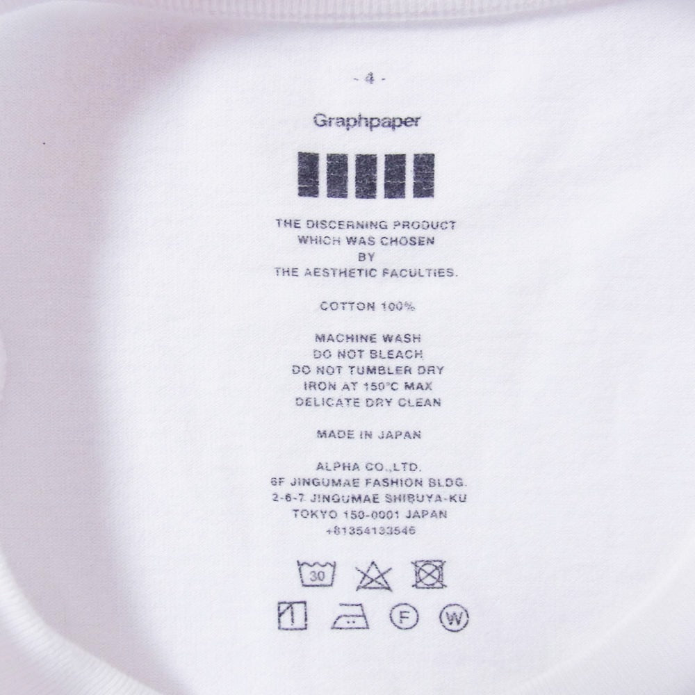 GRAPHPAPER グラフペーパー コットン クルーネック 半袖 Tシャツ ホワイト ホワイト系 4【中古】