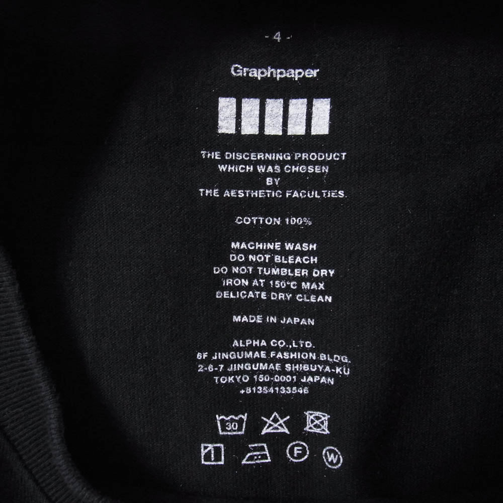 GRAPHPAPER グラフペーパー コットン クルーネック 半袖 Tシャツ ブラック ブラック系 4【中古】
