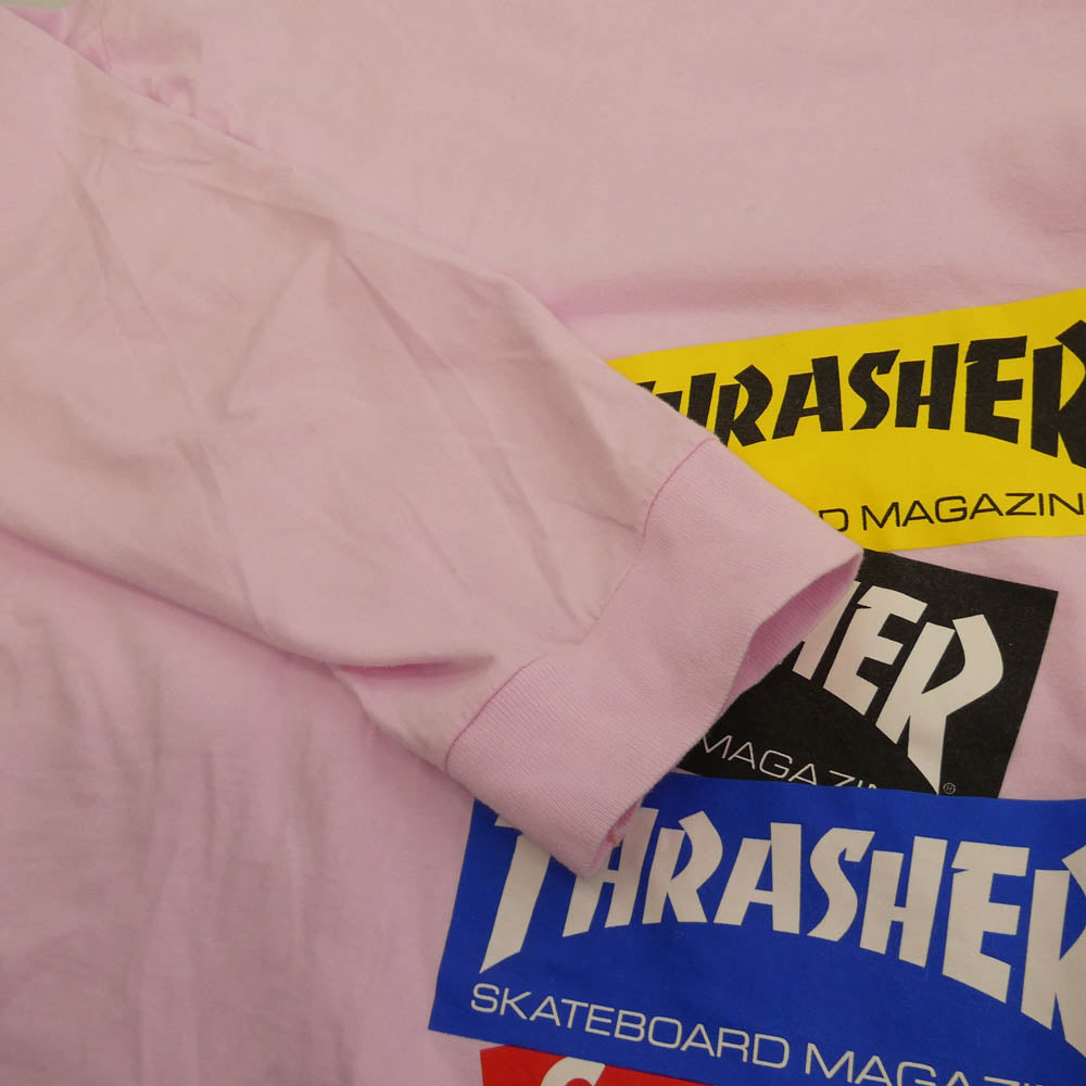 Supreme シュプリーム 21AW Multi Logo L/S Tee マルチ ロゴ 長袖 Tシャツ カットソー ピンク系 マルチカラー系 XL【中古】