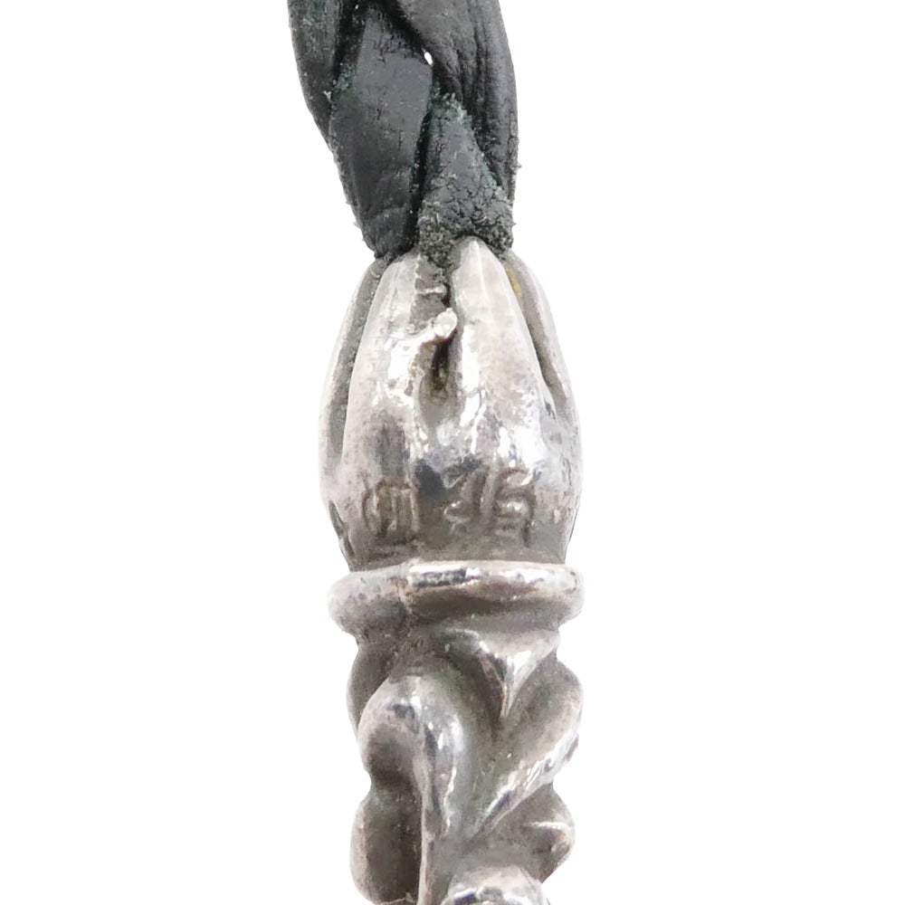 CHROME HEARTS クロムハーツ（原本無） LEATHER BRAID スクロール レザーブレード ネックレス ブラック系 シルバー系【中古】